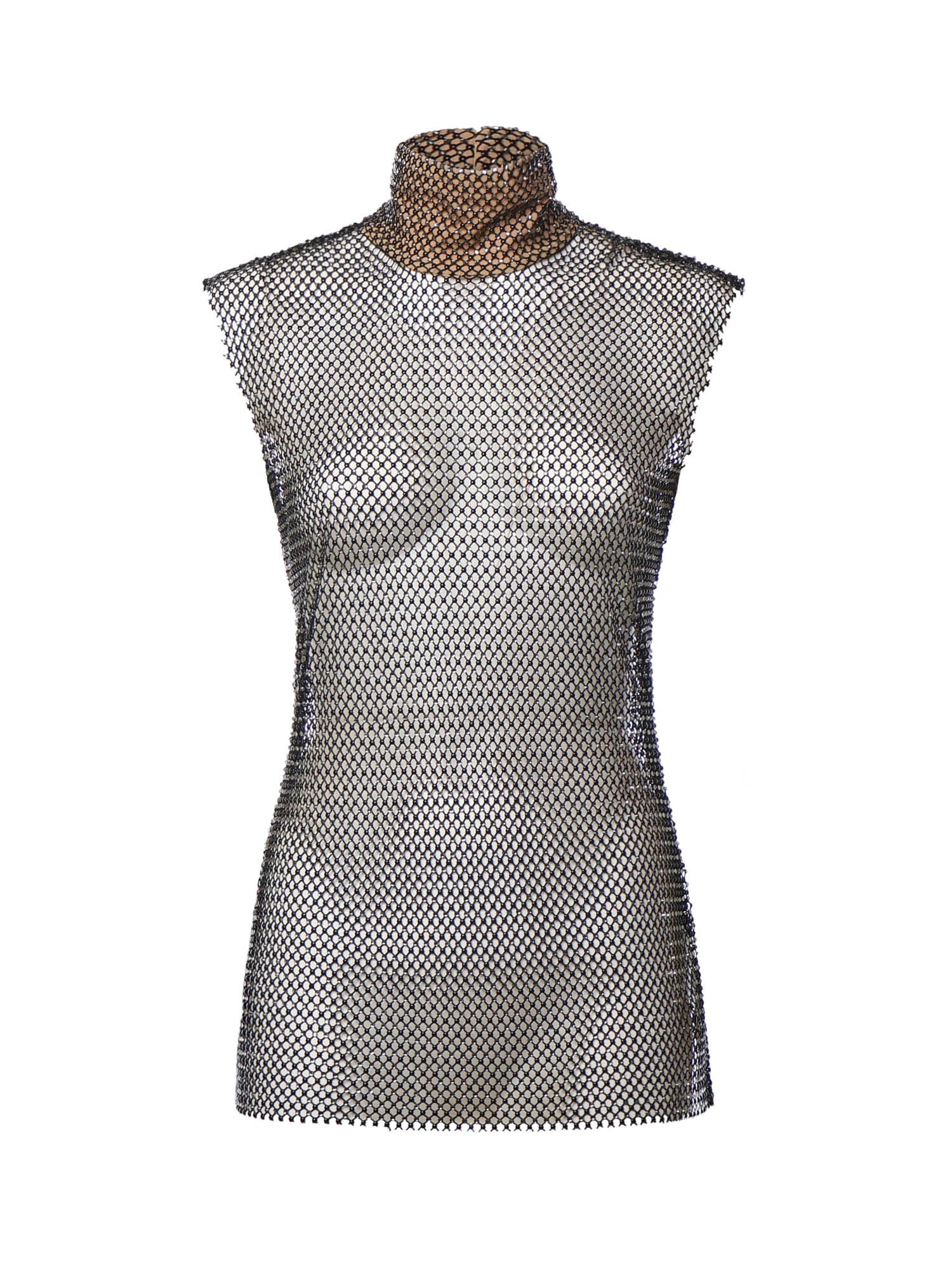 Genny Rhinestone Mesh Top In Black