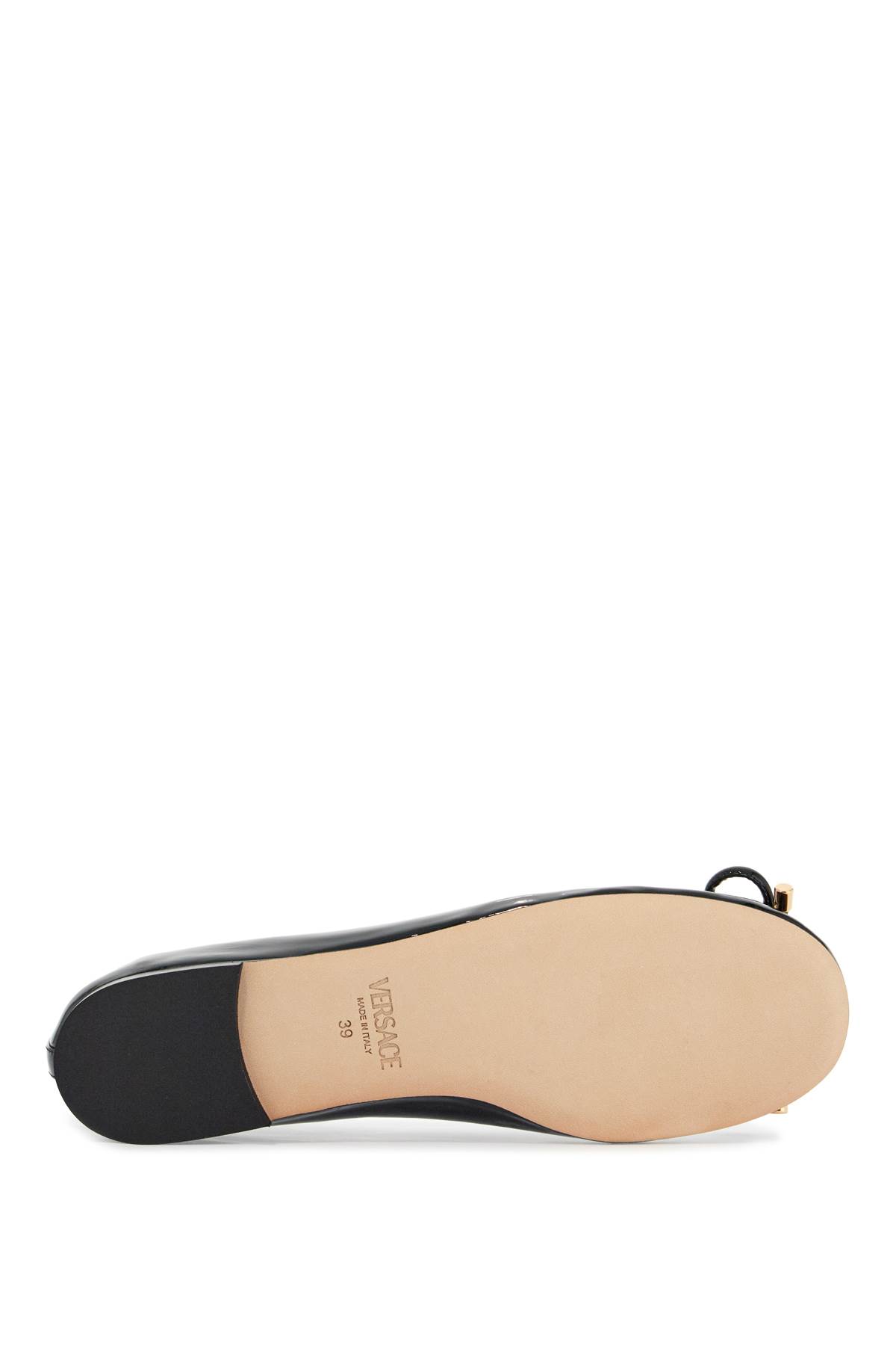 Versace Opera Bow Patent Ballet Flats In Black- Gold (black)