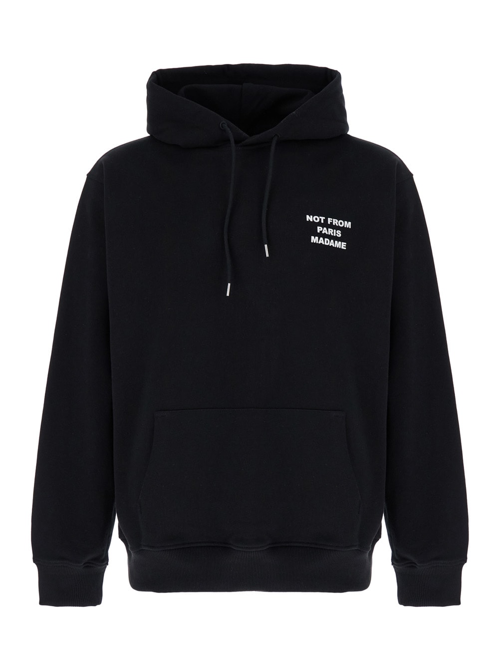 Black Hoodie With Logo In Cotton Man