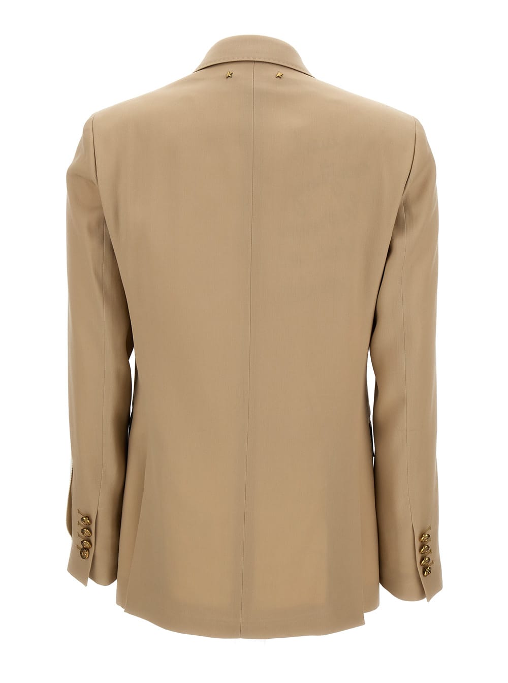 Shop Golden Goose Beige Double-breasted Blazer With Peak Revers In Wool Woman