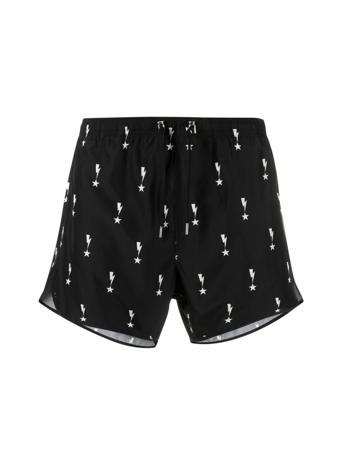Neil Barrett All Over Thunderbolt Printed Swim Shorts In Black White