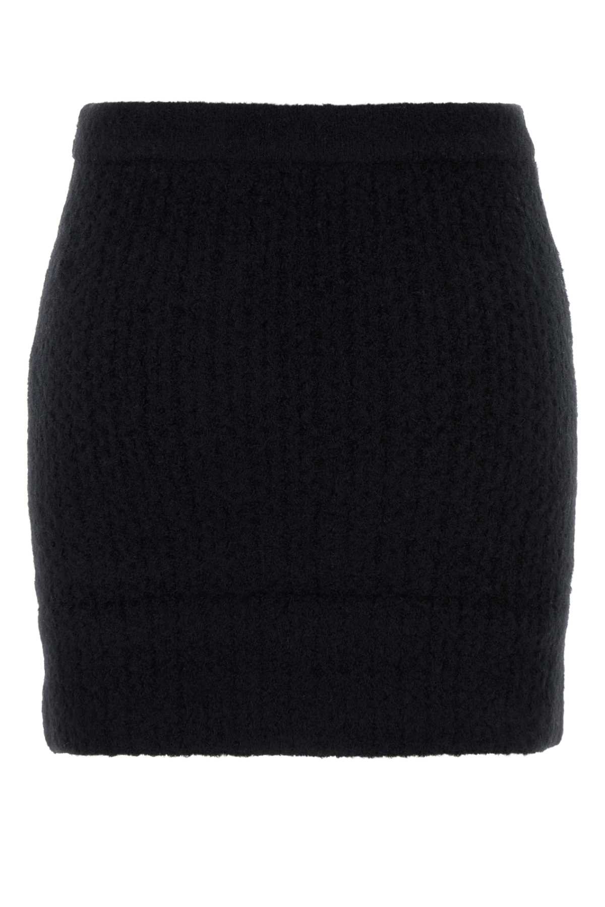 SELF-PORTRAIT BLACK STRETCH ALPACA BLEND MINI SKIRT