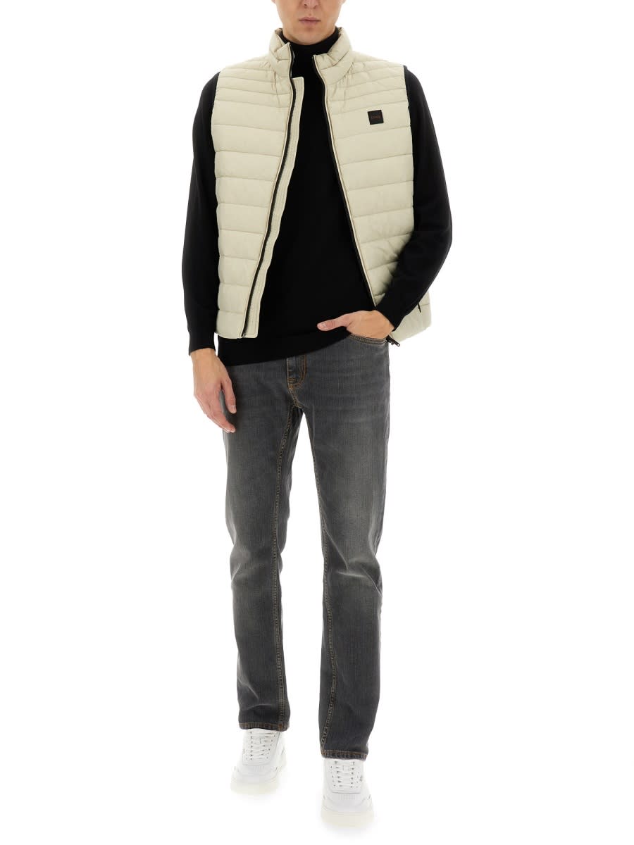 Hugo Boss Boss Padded Vest In Beige