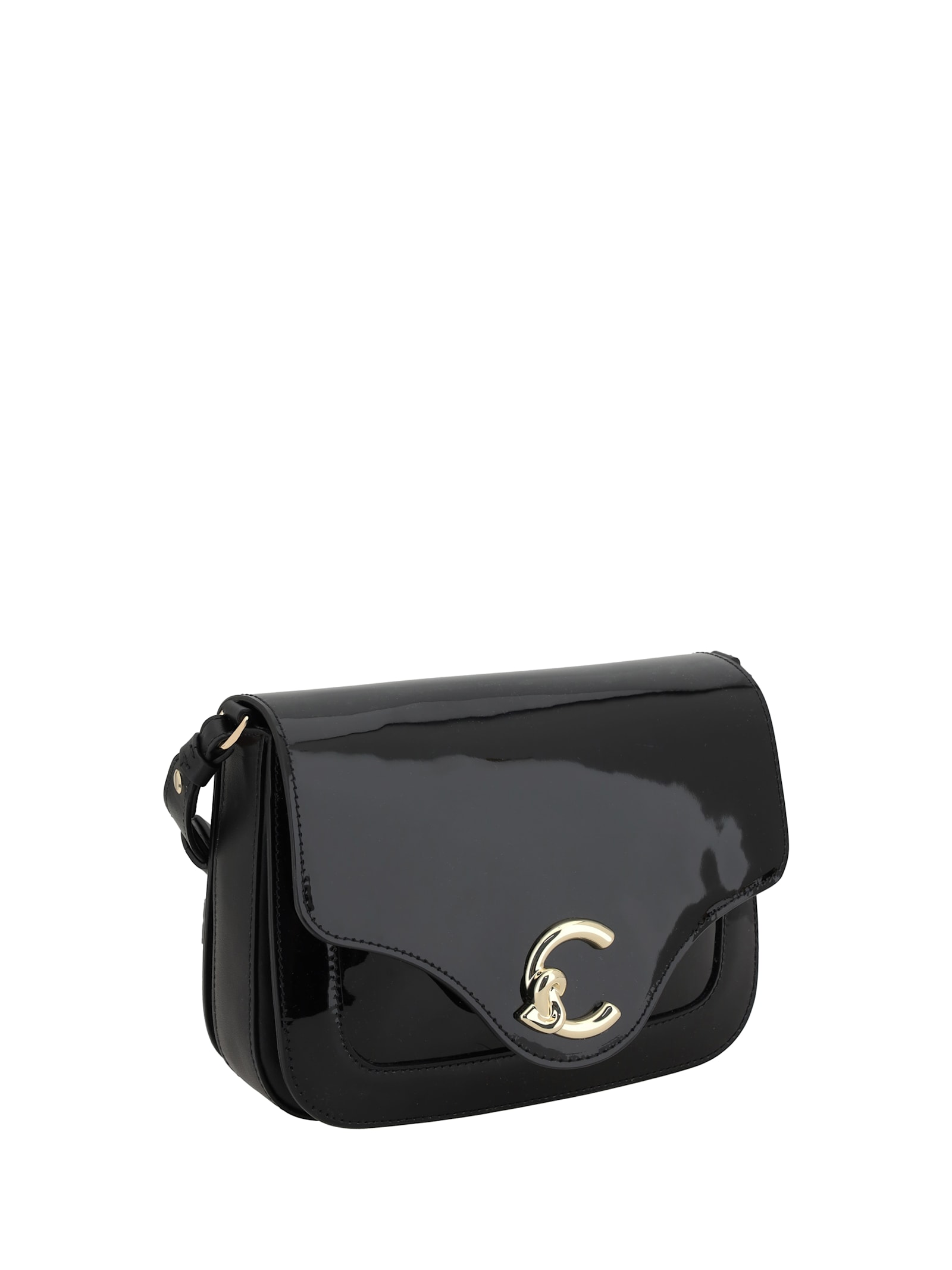 Coccinelle C-me Patent Shoulder Bag In Noir