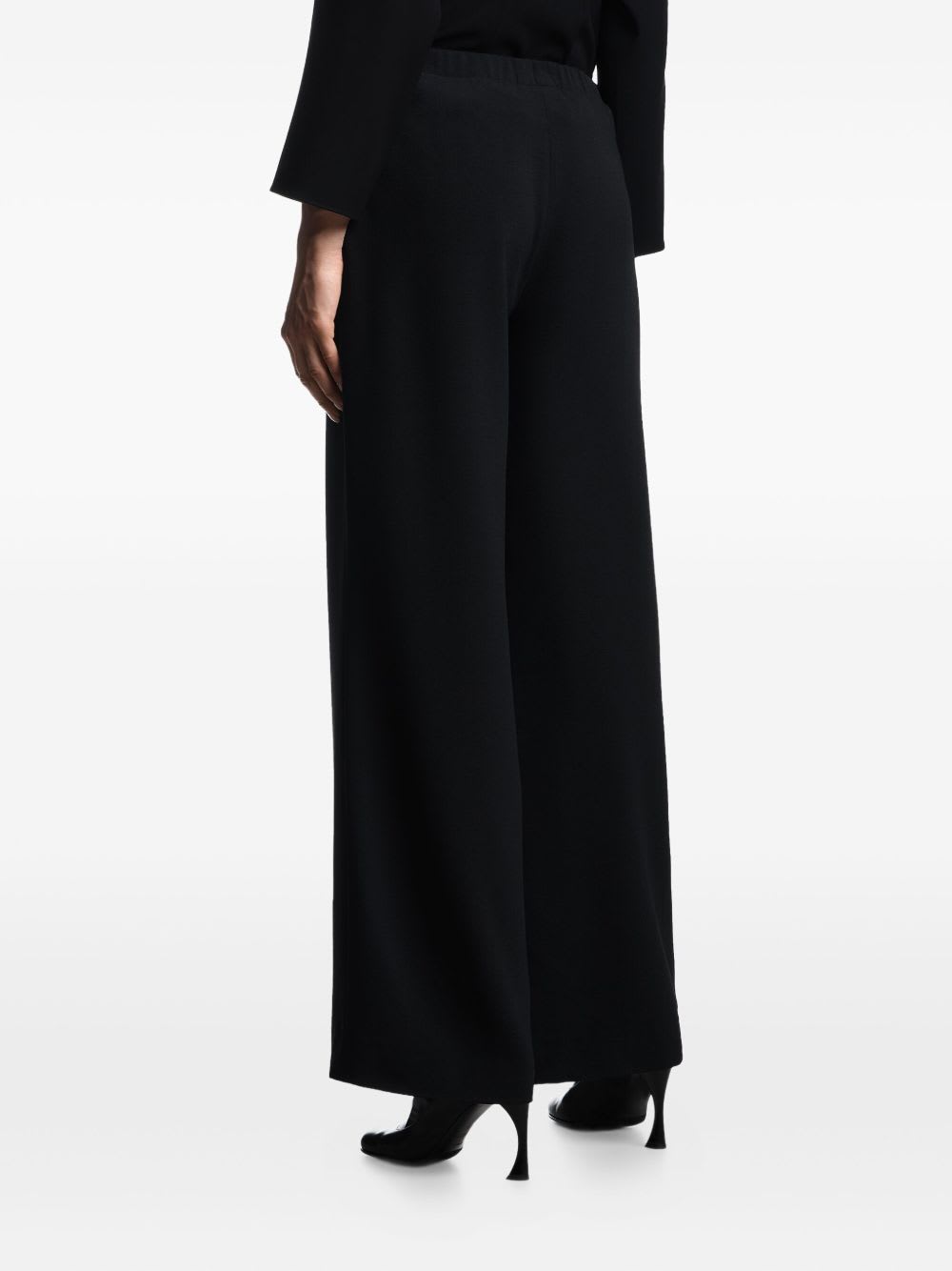 Emporio Armani Technical-cady Trousers With Elasticated Waistband In Black