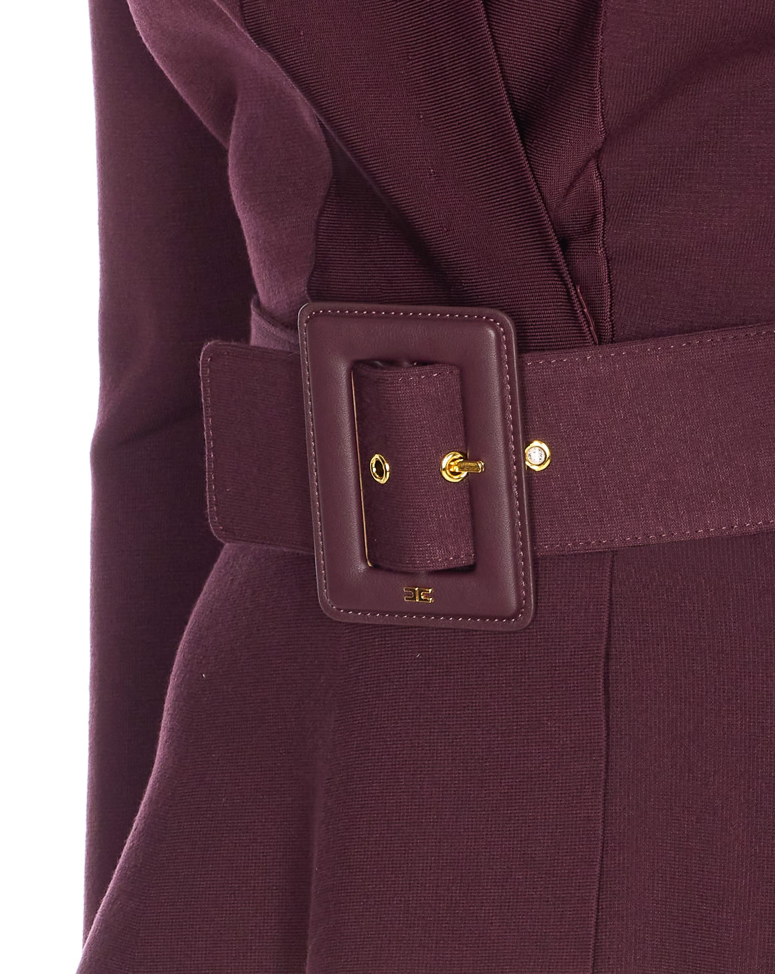 Elisabetta Franchi Tailored Peplum Jacket Belted Waist In Burgundy