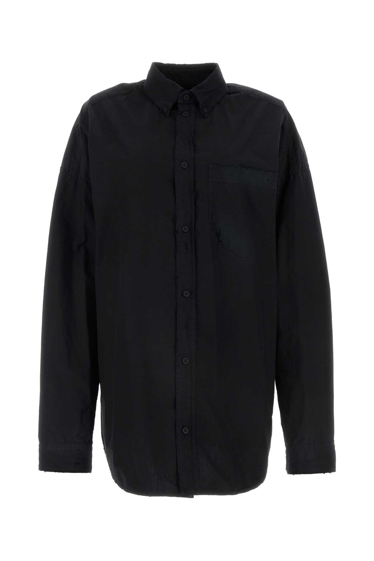 Black Cotton Blend Oversize Shirt