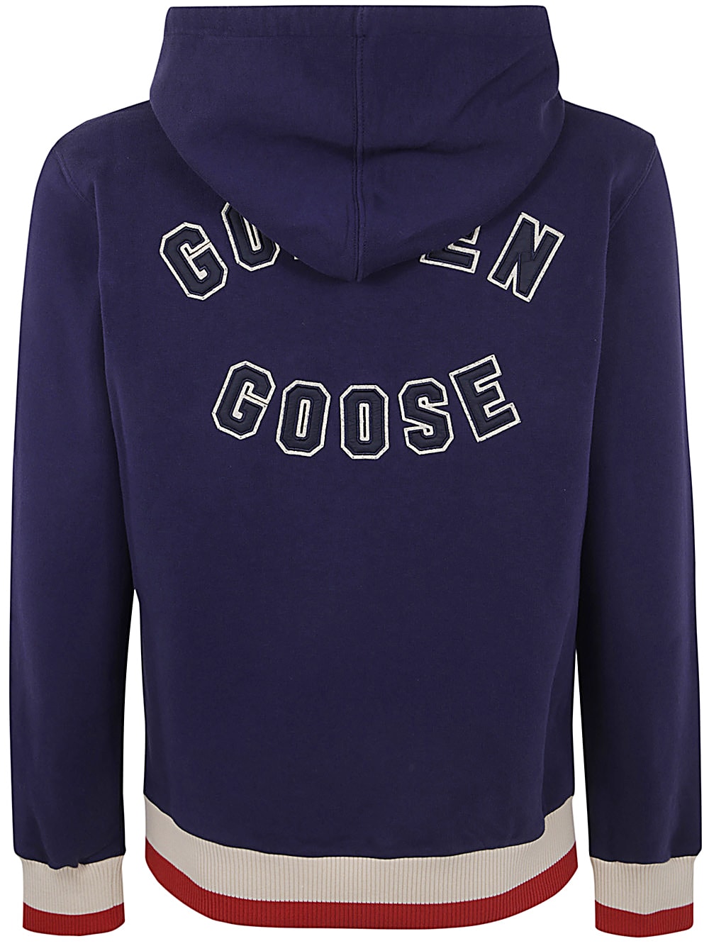 Shop Golden Goose Journey M`s Hoodie Swatshirt With Golden Patches And Bicolour Rib In Eclipse Heritage White Urban Red