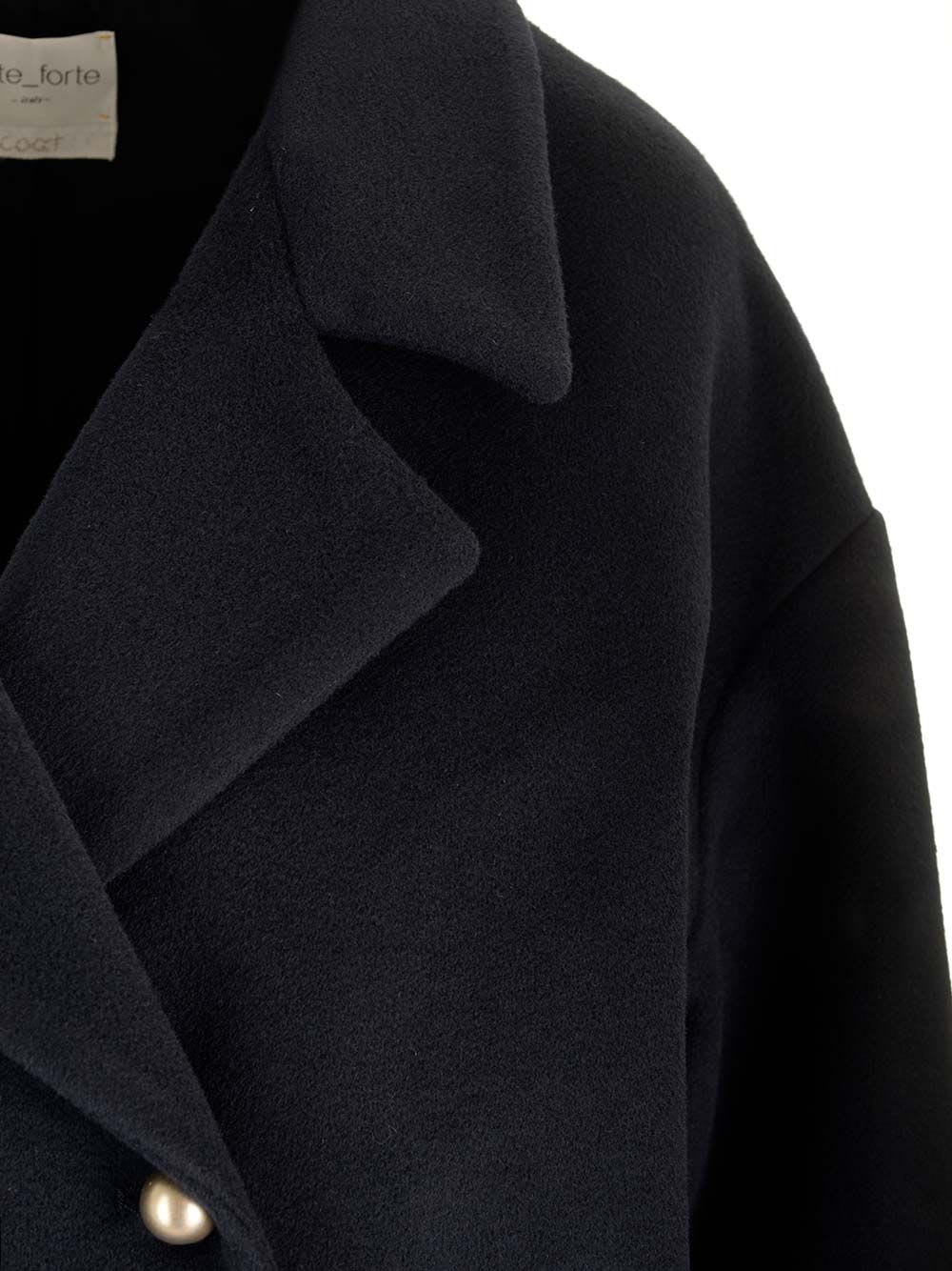 Shop Forte Forte Peacoat In Cashmere Blend Velour Cloth In Blue