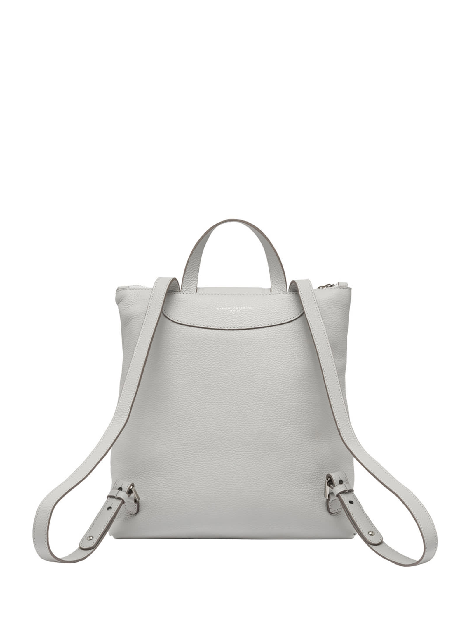 Shop Gianni Chiarini Giada Leather Backpack With Front Zips In Silice