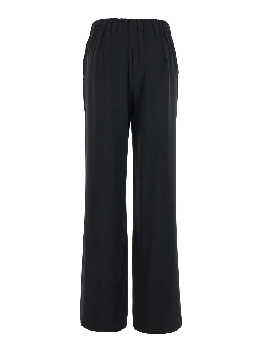 Shop P.a.r.o.s.h Black Straight Pants With Elastic Waistband In Fabric Woman