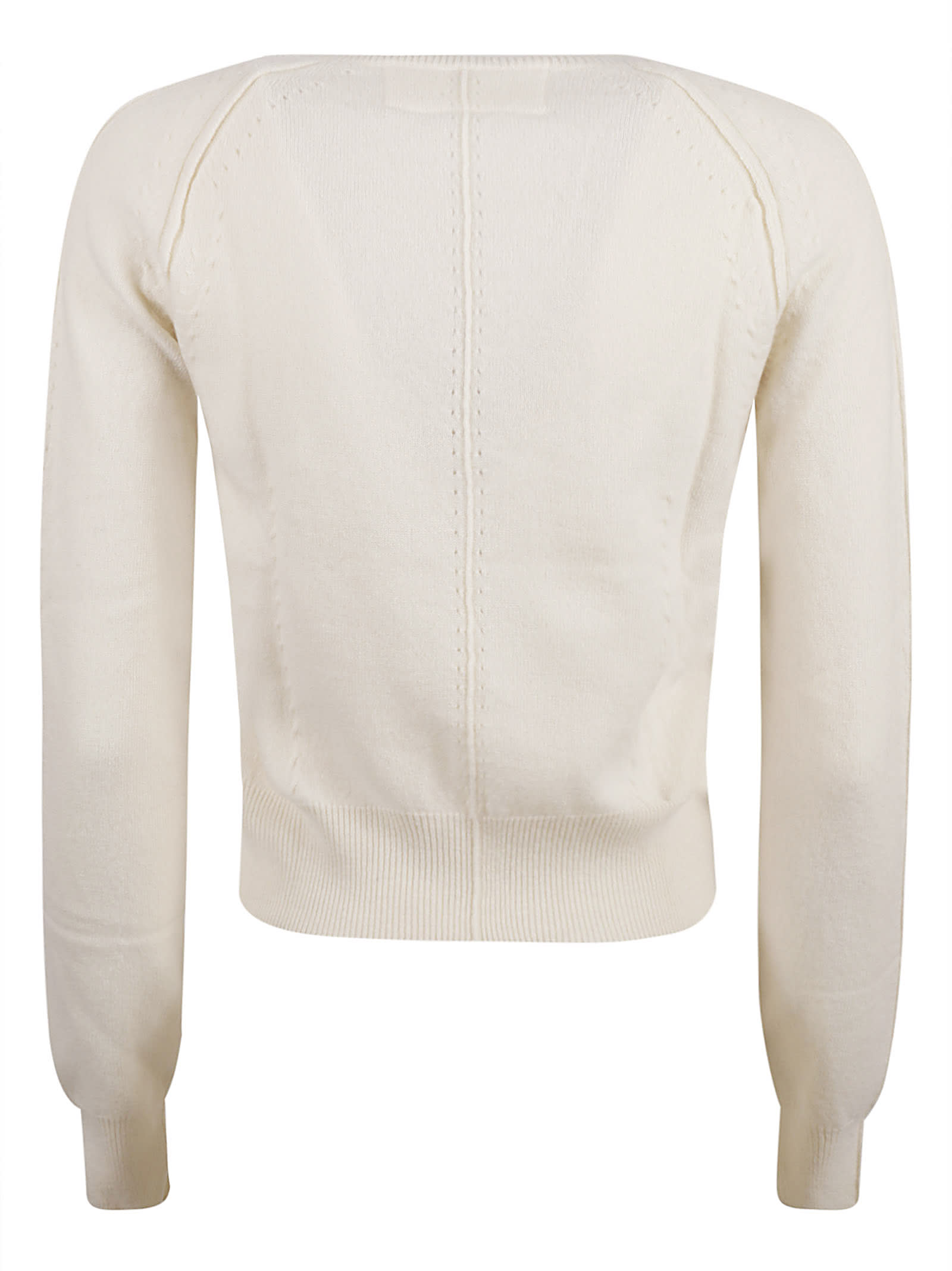 Shop Ermanno Scervino Chest Logo V-neck Sweater In Snow White