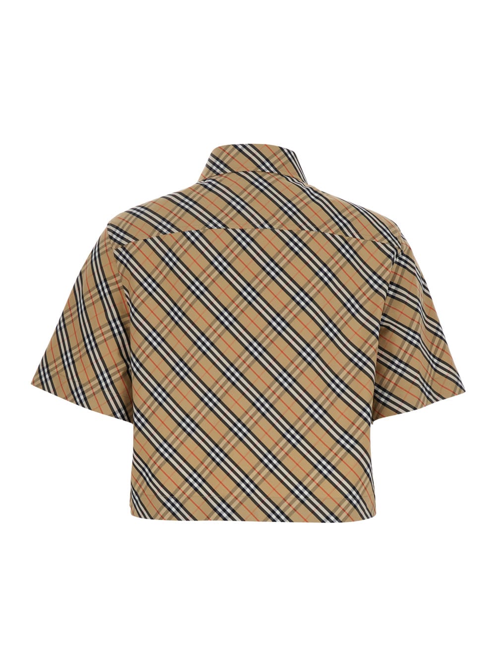Burberry Checked Cropped Shirt In Beige