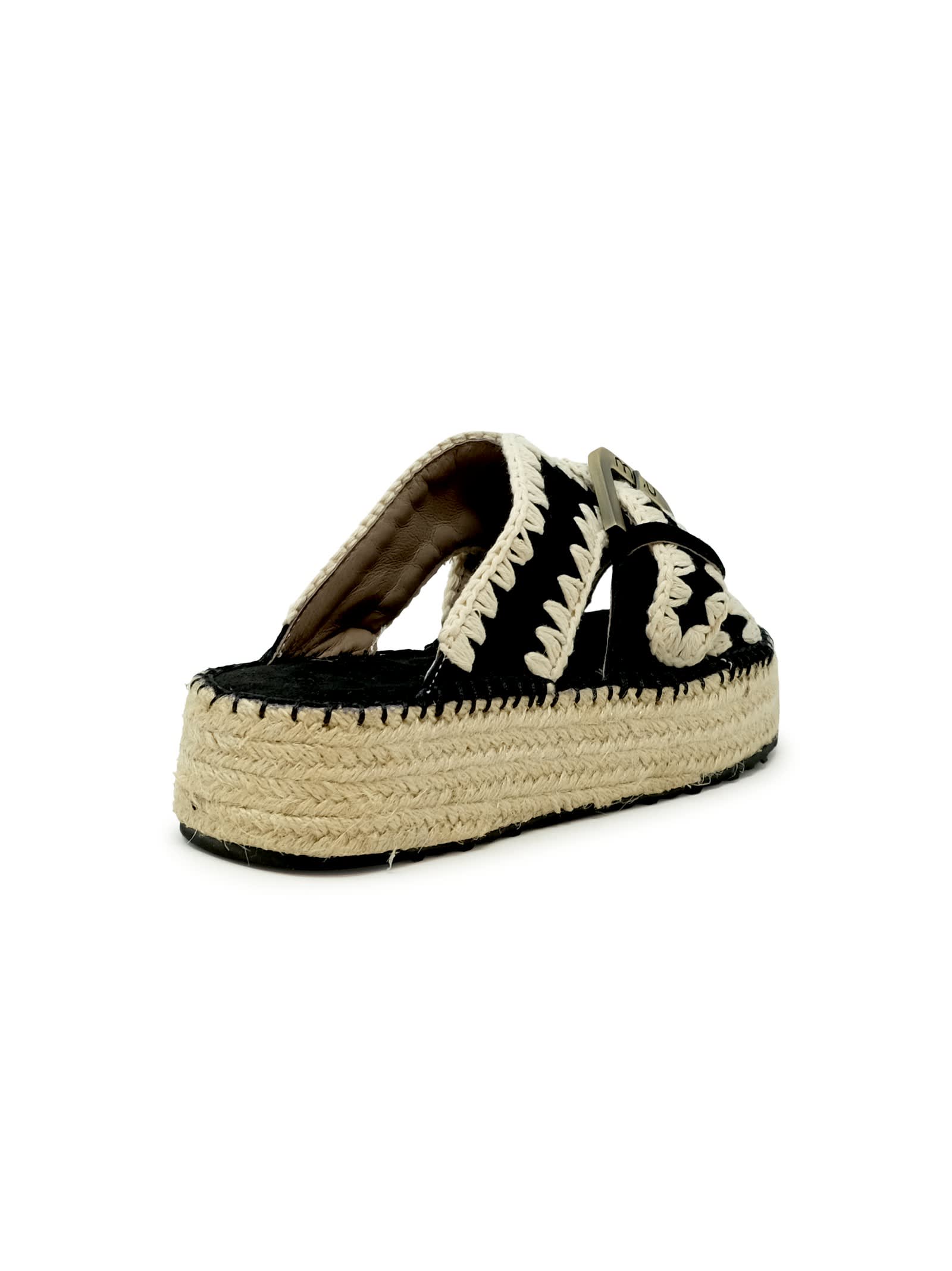 MOU MOU SW641003A JUTE BLACK SUEDE SANDALS 