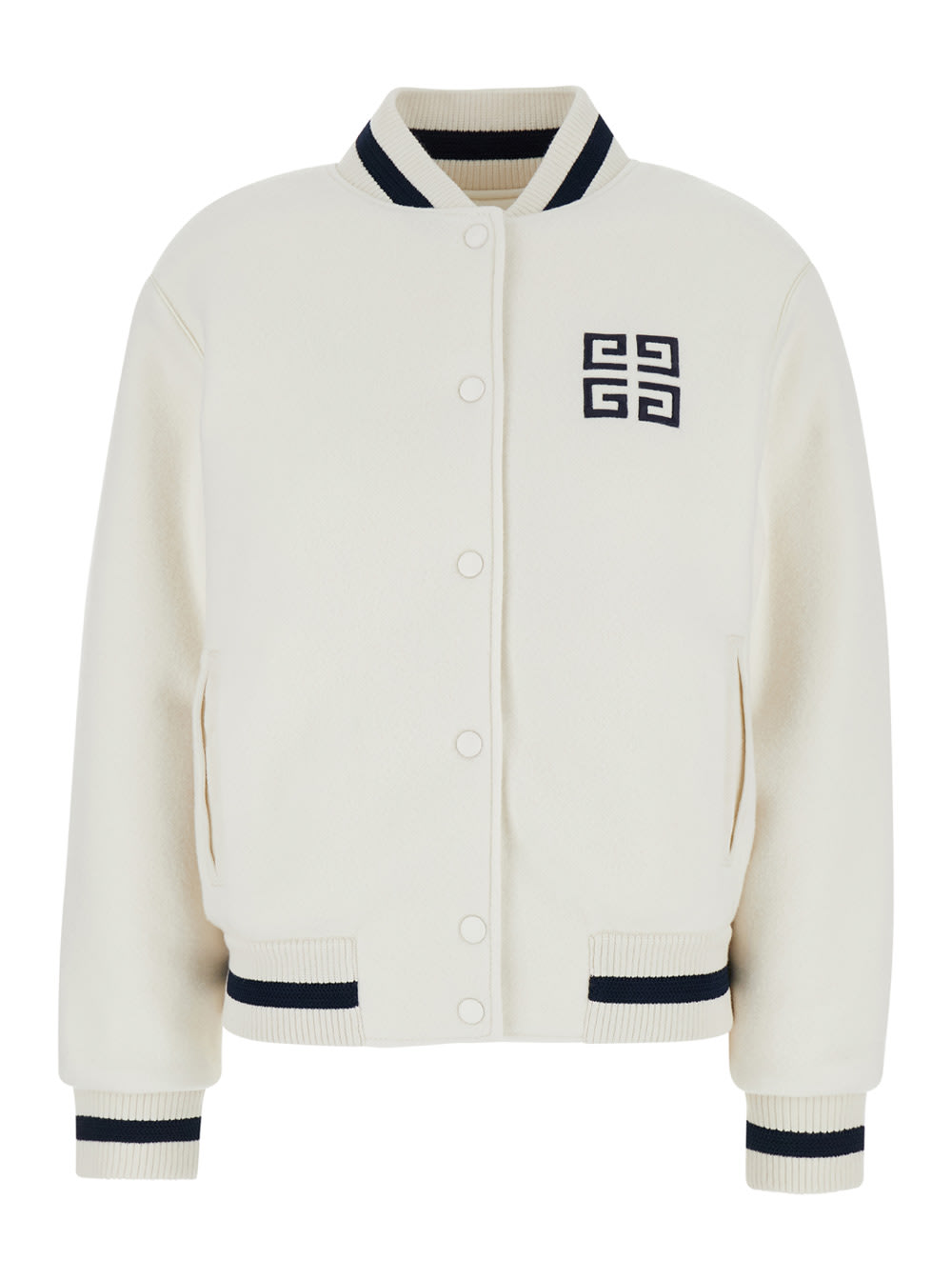 Shop Givenchy Multicolor Bomber Jacket With 4g Logo On The Front In Wool Woman