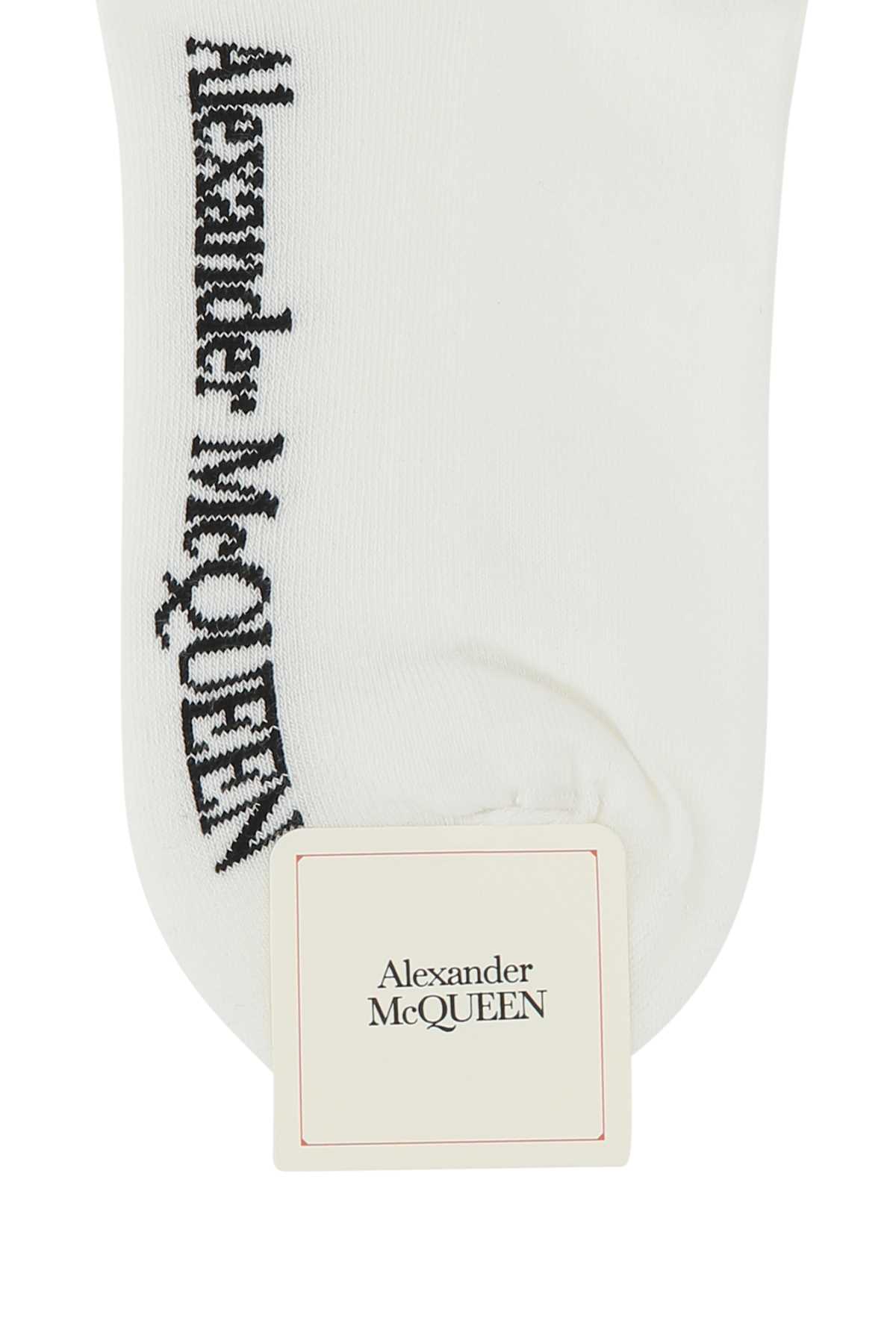 Alexander Mcqueen White Stretch Cotton Blend Socks In 9060