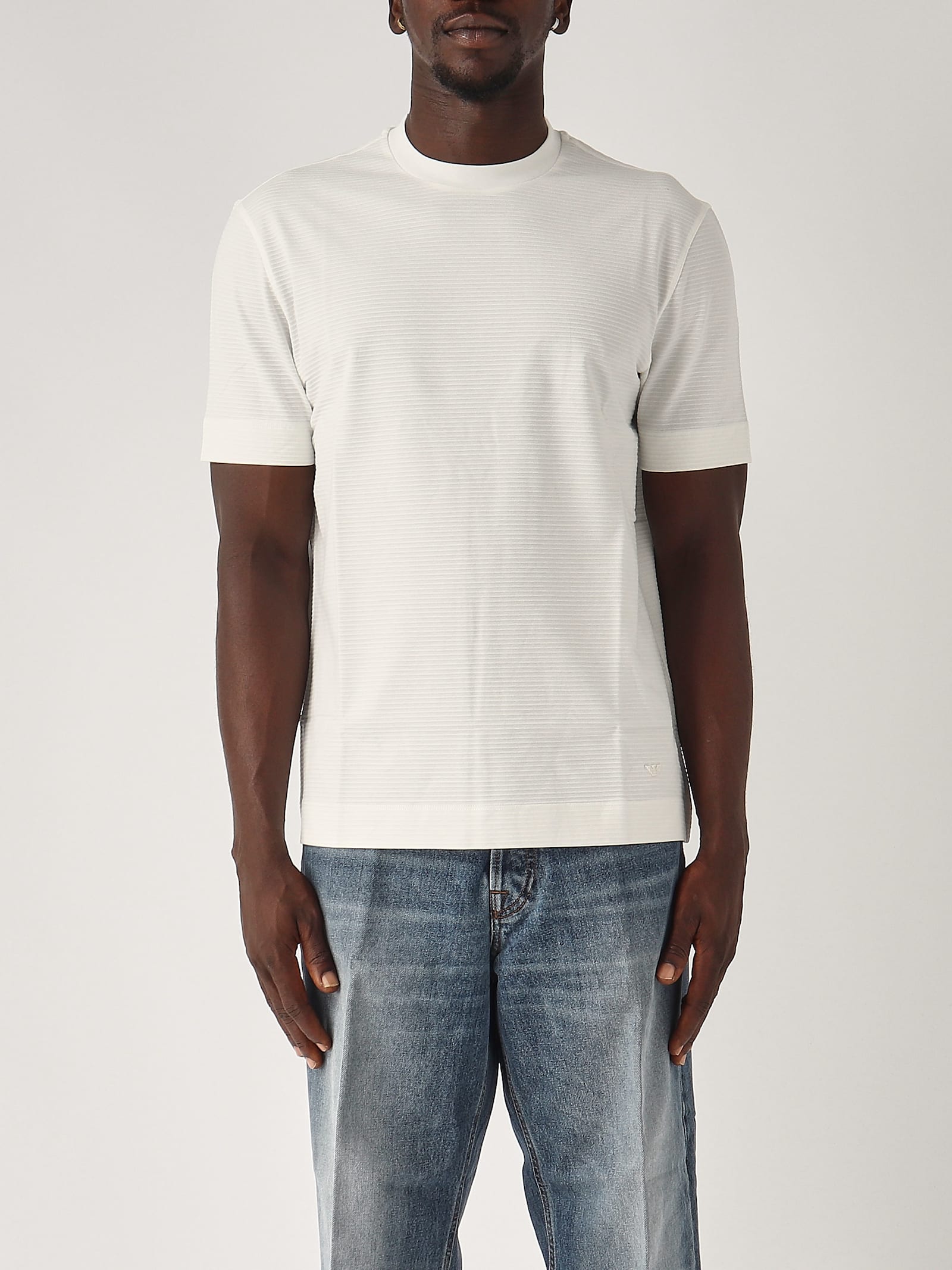 Emporio Armani Viscose Jersey T-shirt In Bianco