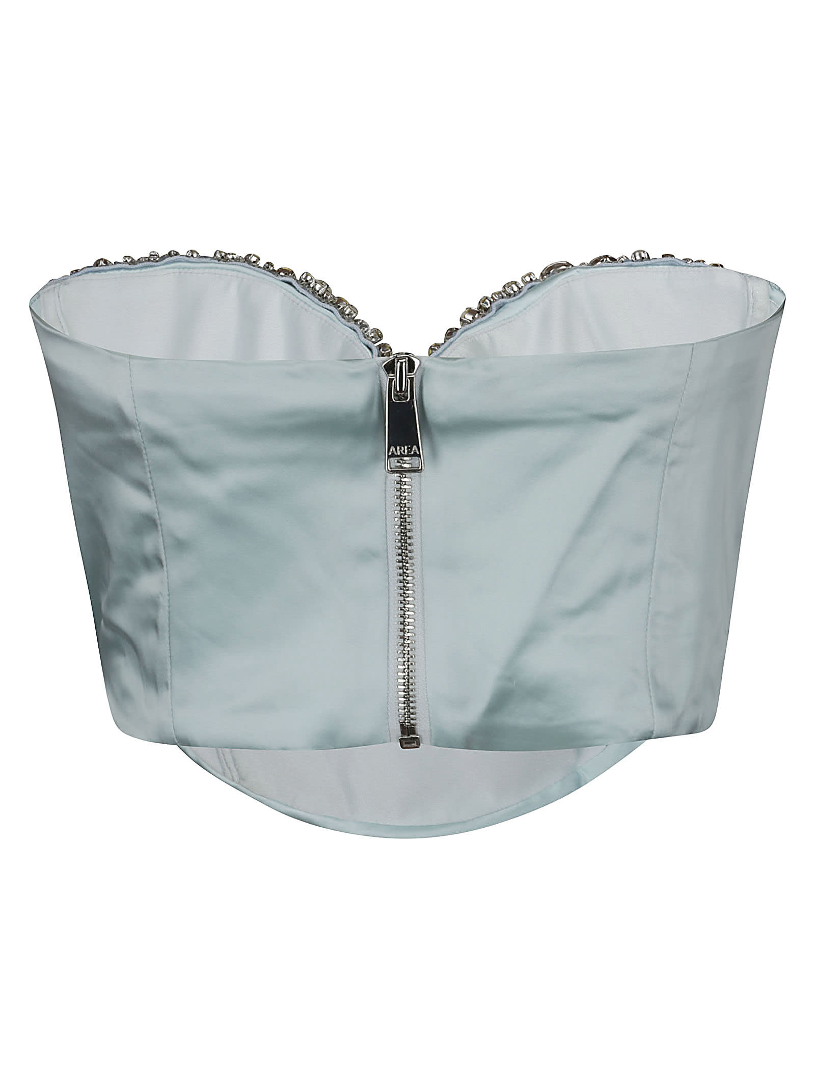 Shop Area Embroidered Crystal Cup Drapped Bustier In Iceblue