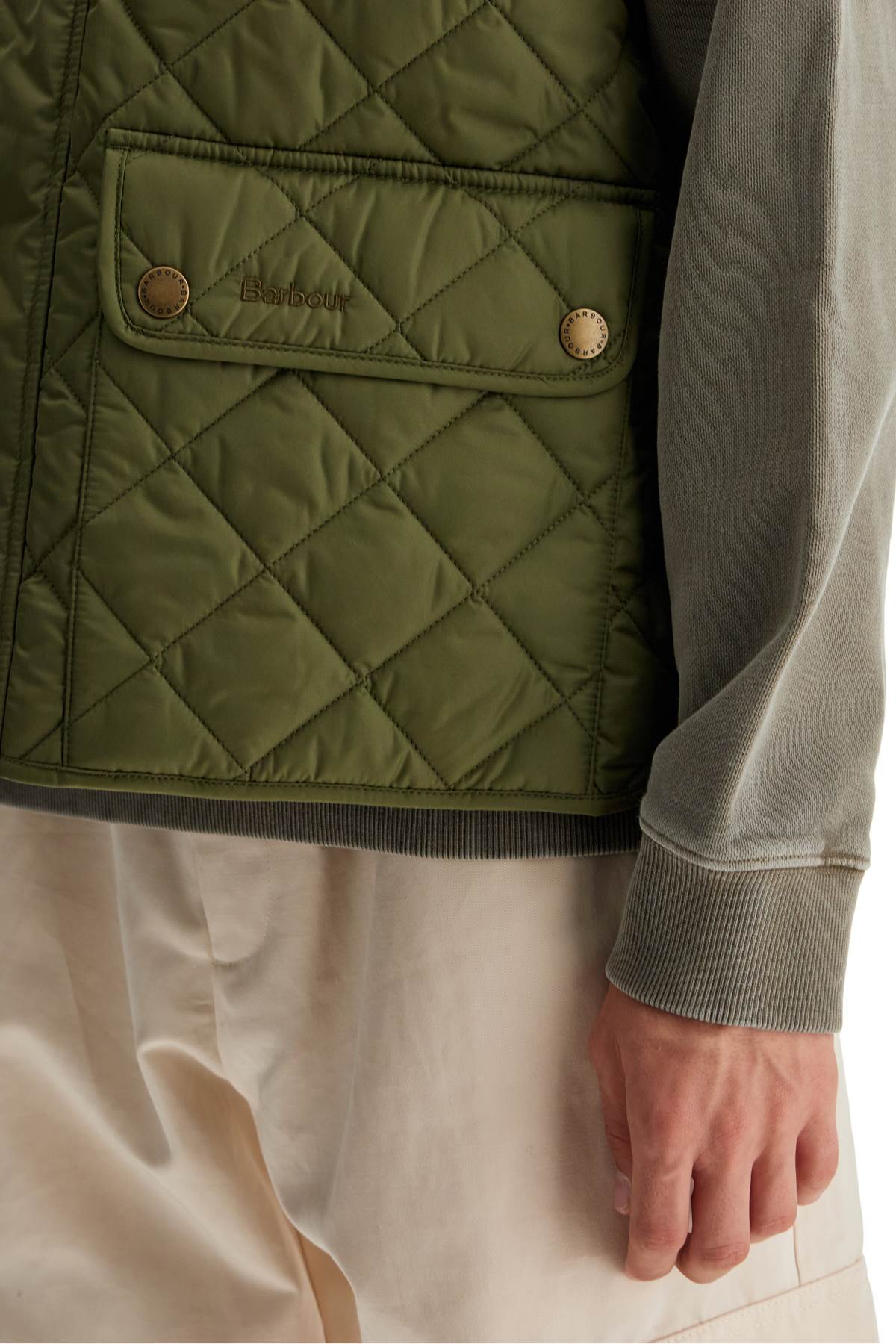 Shop Barbour Lowerdale Quilted Vest In Dark Moss (green)