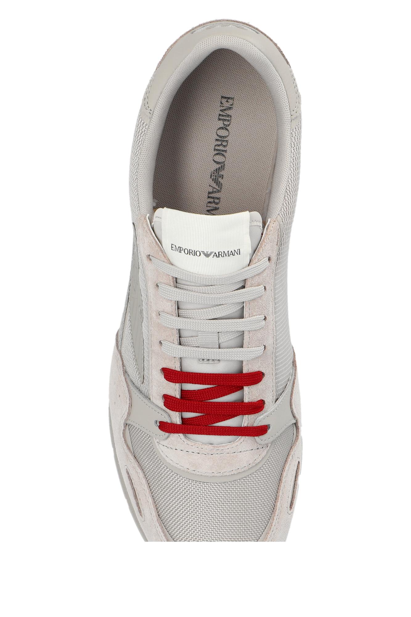 Shop Emporio Armani Sneakers With Logo In Beige