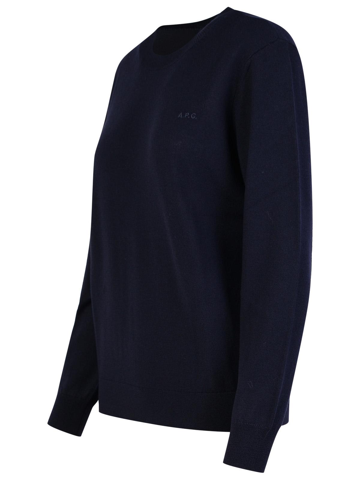 Shop Apc Philo Navy Wool Sweater