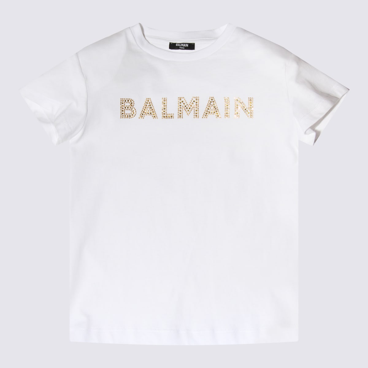 Shop Balmain White And Gold Cotton T-shirt