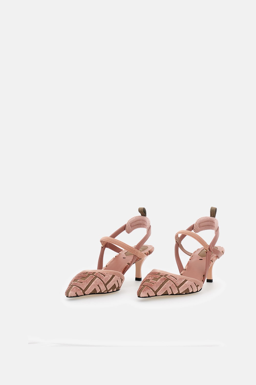 Fendi Pointed Toe Strappy Kitten Heel Pumps In Pink