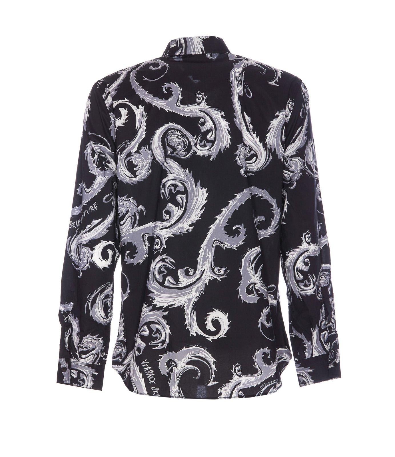 Shop Versace Jeans Couture Chrome Couture-printed Poplin Shirt In Black