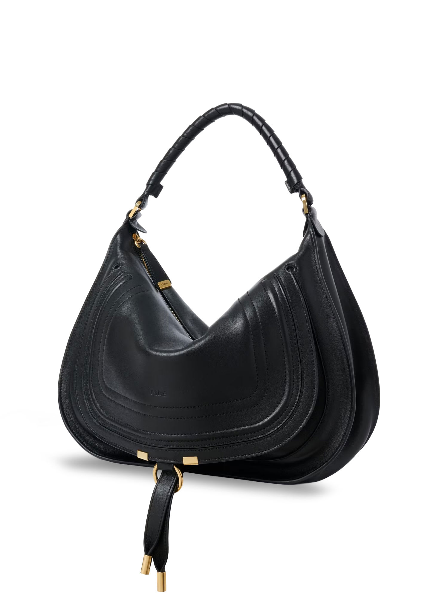 Chloé Marcie Medium Leather Shoulder Bag In Black