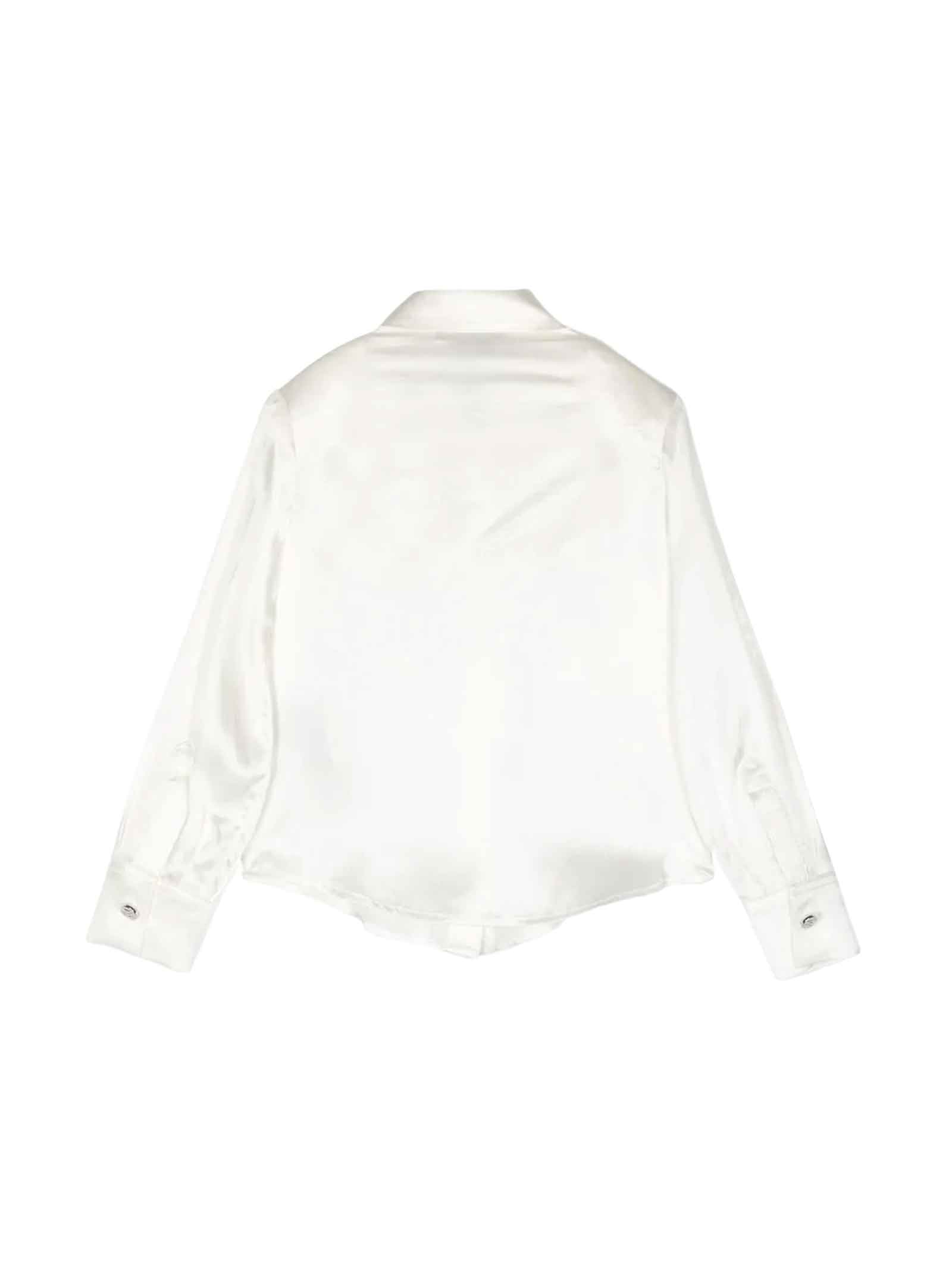 Shop Balmain White Shirt Girl In Bianco/oro
