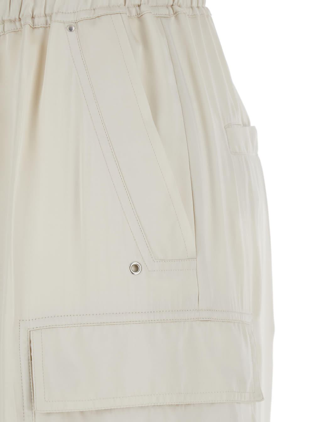 Rick Owens Cargobelas White Pants With Patched Cargo Pockets In Acetate And Viscose Blend Woman In White