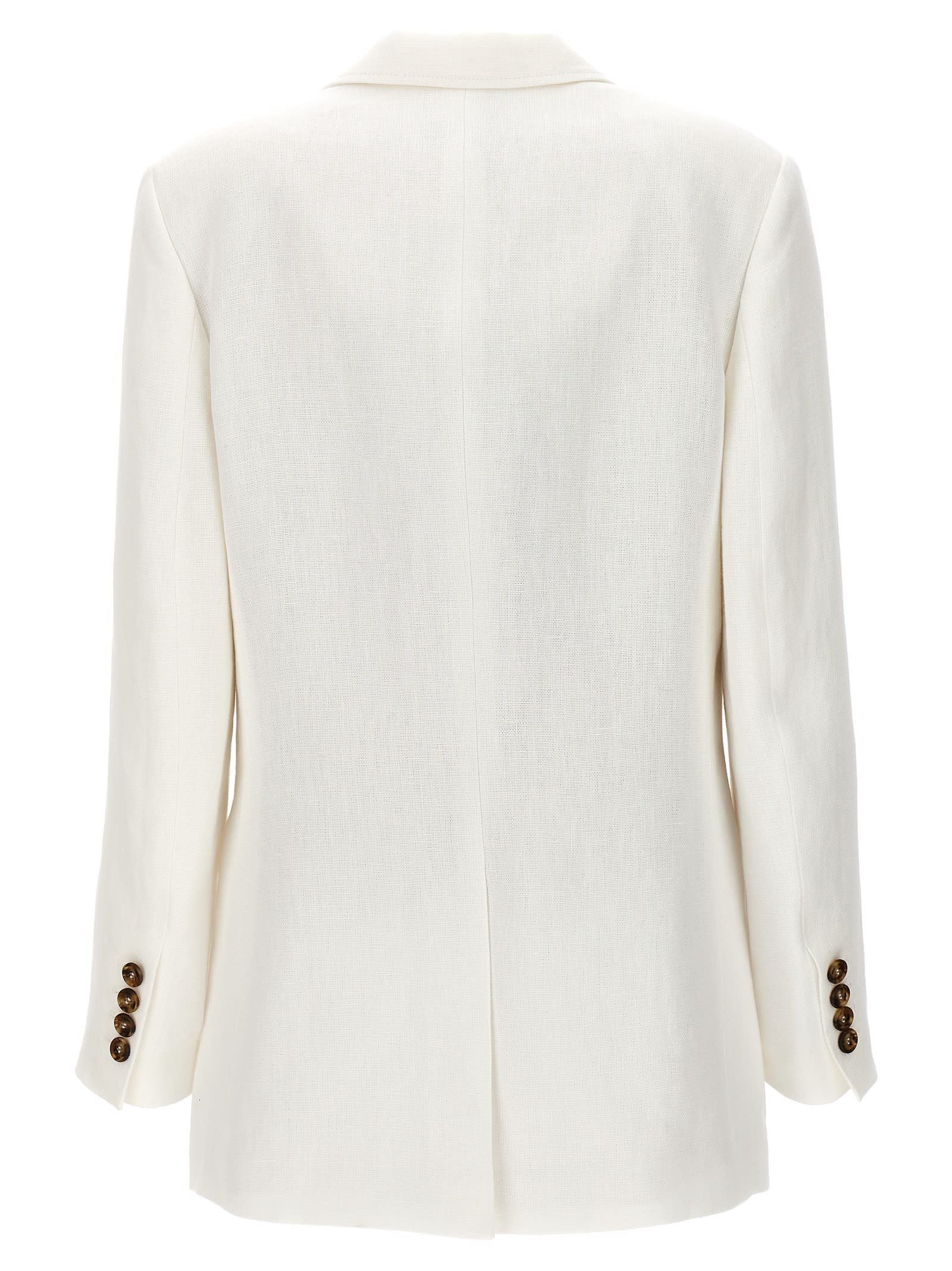 Shop Alberta Ferretti Single-breasted Linen Blazer In White