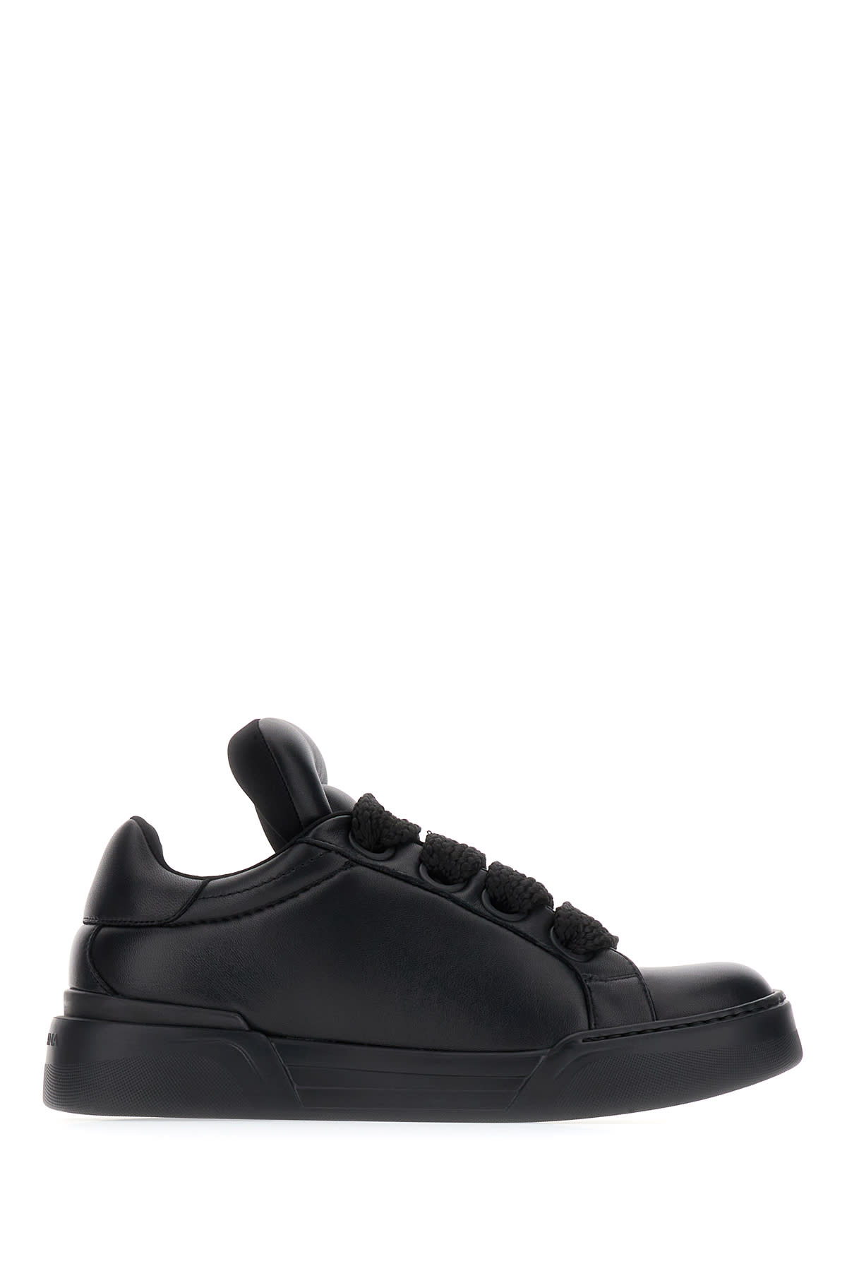 Shop Dolce & Gabbana Black Nappa Leather Mega Skate Sneakers In 80999