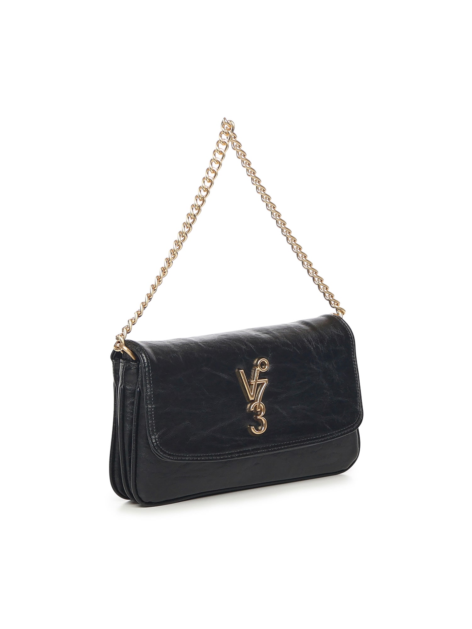 V73 Louise Logo-plaque Shoulder Bag In Black