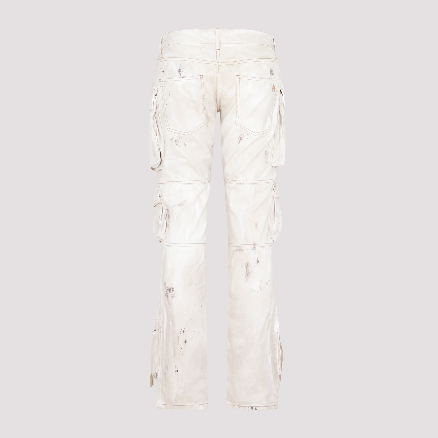 Shop Attico Cotton Essie Denim Pants In Natural Marble