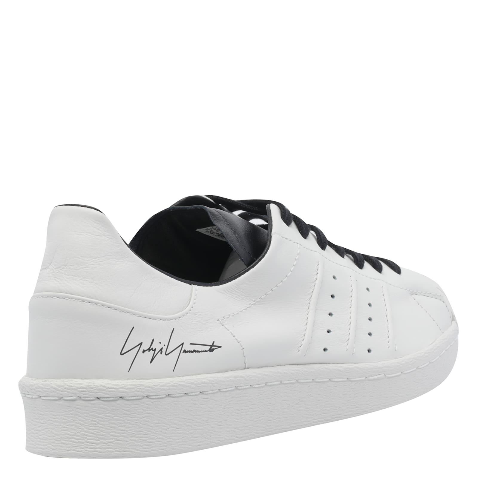 Y-3 Premium Leather Sneakers With Rubber Shell Toe In White