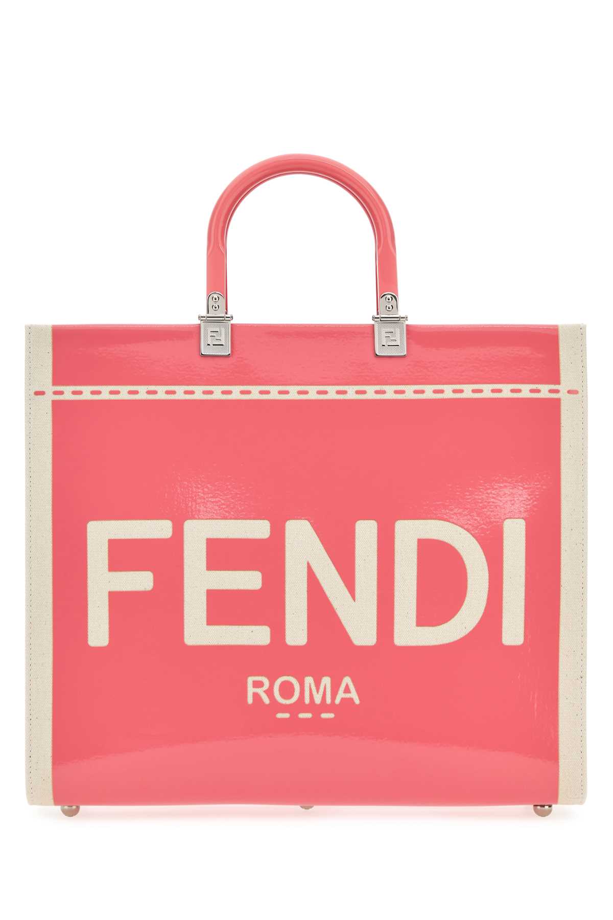 Shop Fendi Two-tone Canvas Medium Sunshine Shopping Bag In Fucsia