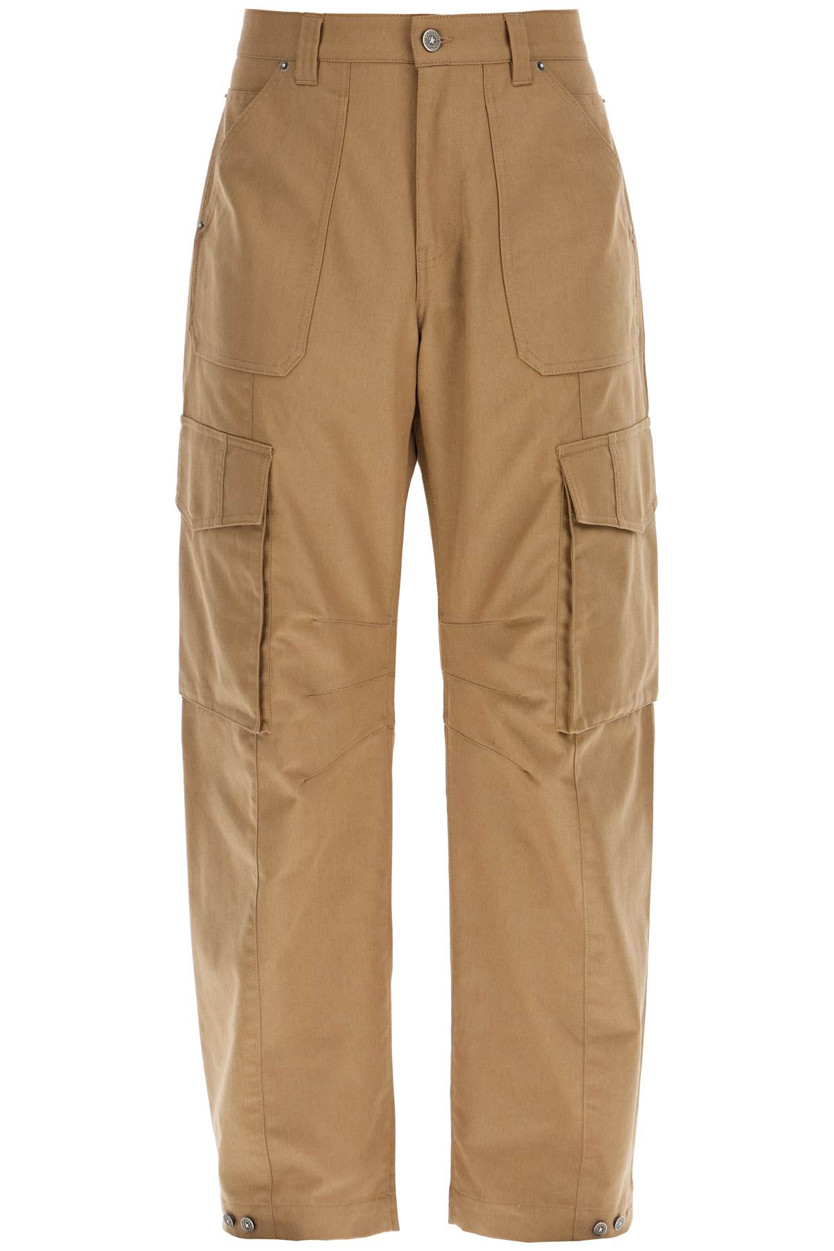 Shop Golden Goose Twill Cargo Pants In Italian In Khaki Beige (beige)