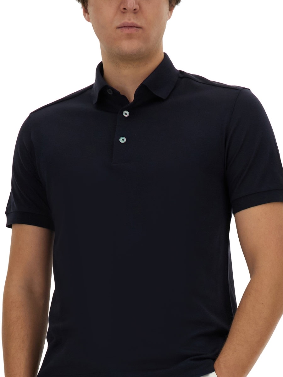 Shop Zegna Cotton And Silk Polo Shirt In Blue