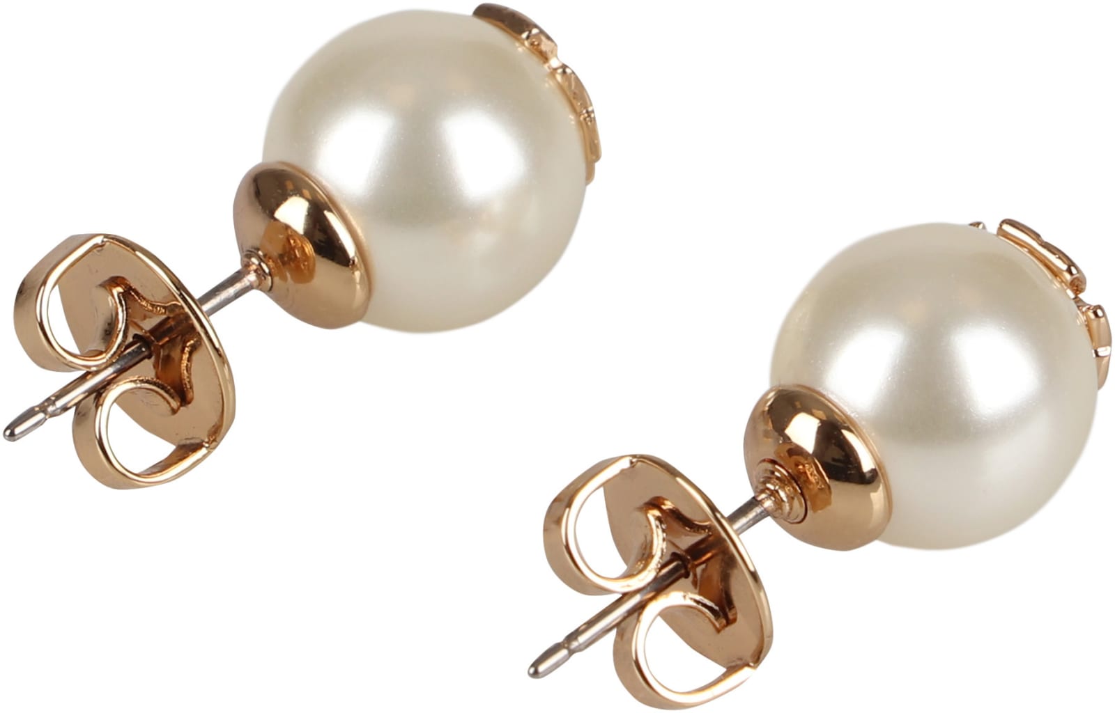 Tory Burch Logo-plaque Pearl Stud Earrings In Gold