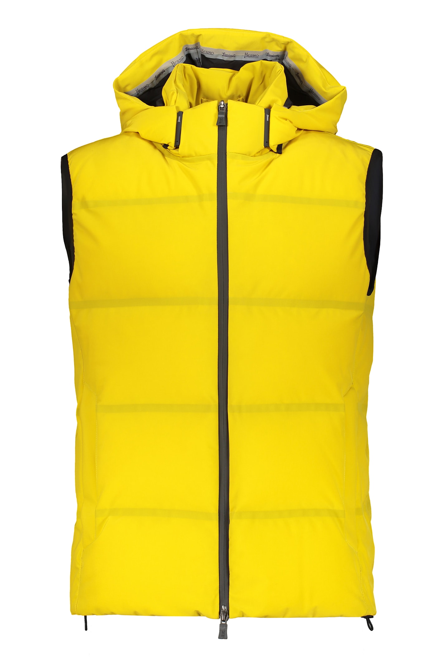 Herno Yellow Padded Vest With Hood In Yellow