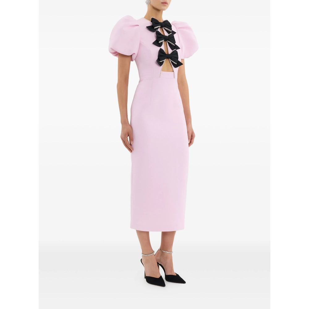 Rebecca Vallance Nemy Bow-embellished Crepe Midi Dress In Pink