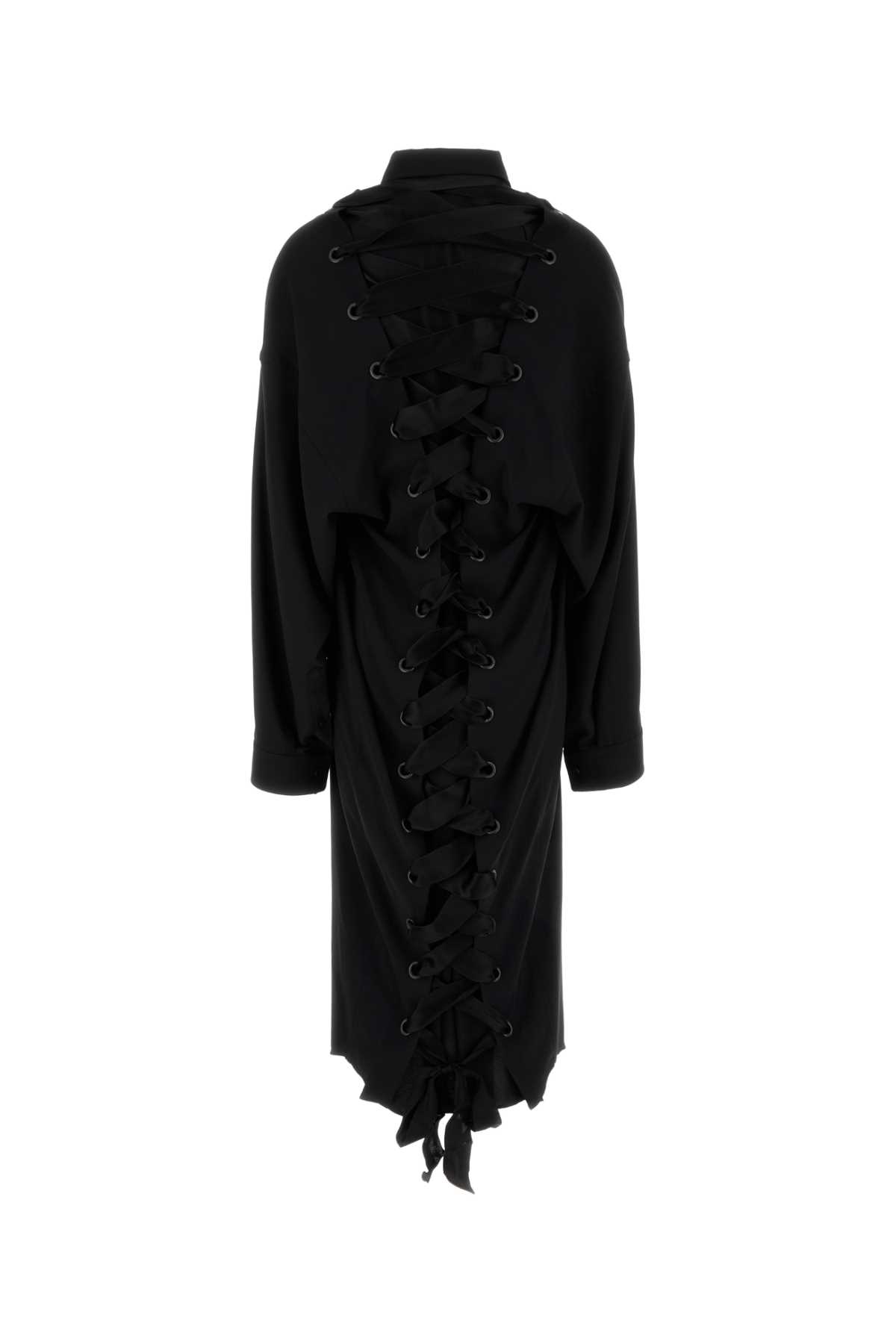 Balenciaga Women Black Crepe Shirt Dress In Black