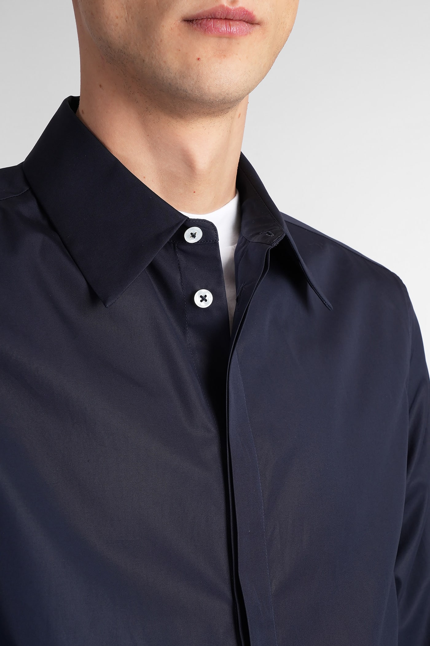 Jil Sander Long-sleeve Cotton Shirt In Blue