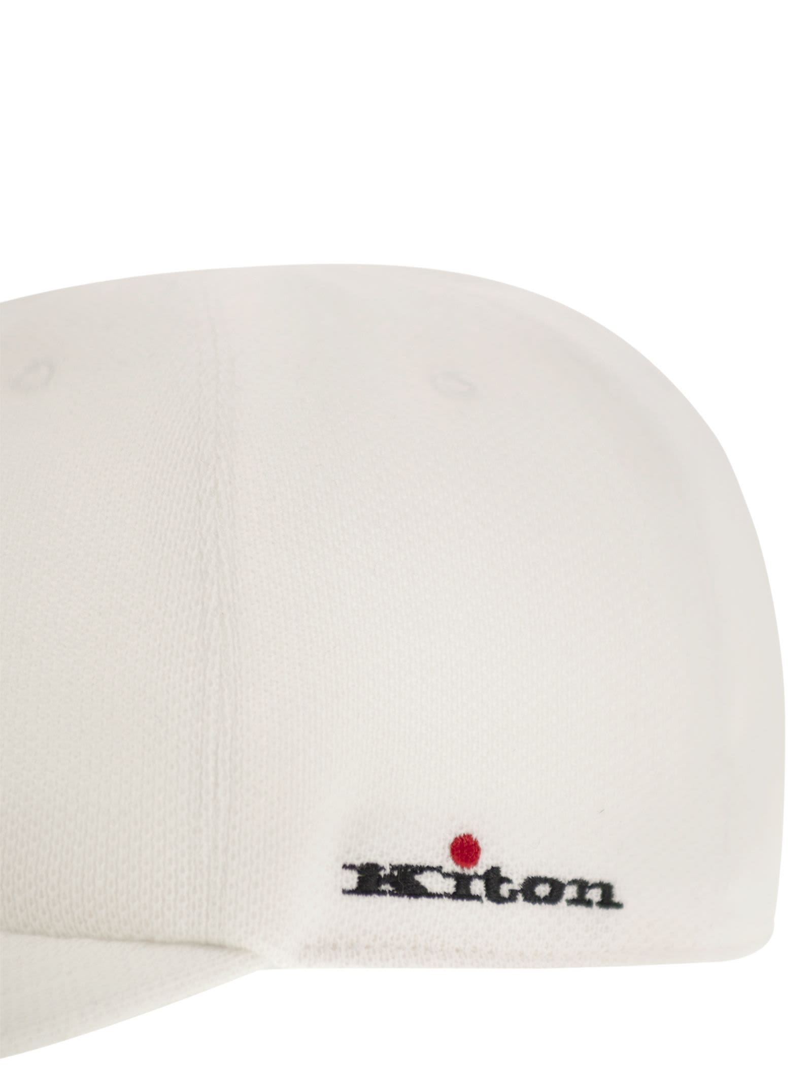 Shop Kiton Cotton Baseball Cap In White