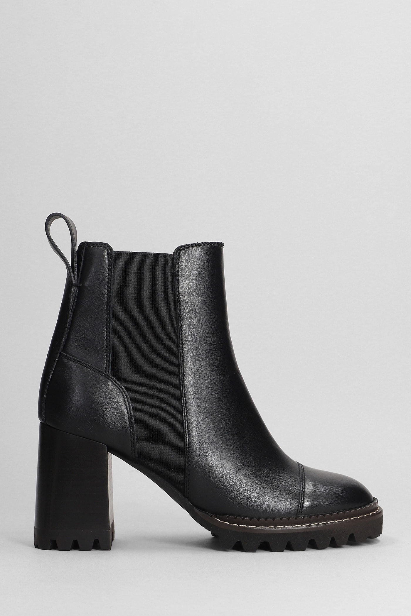 See by Chloé Mallory High Heels Ankle Boots In Black Leather