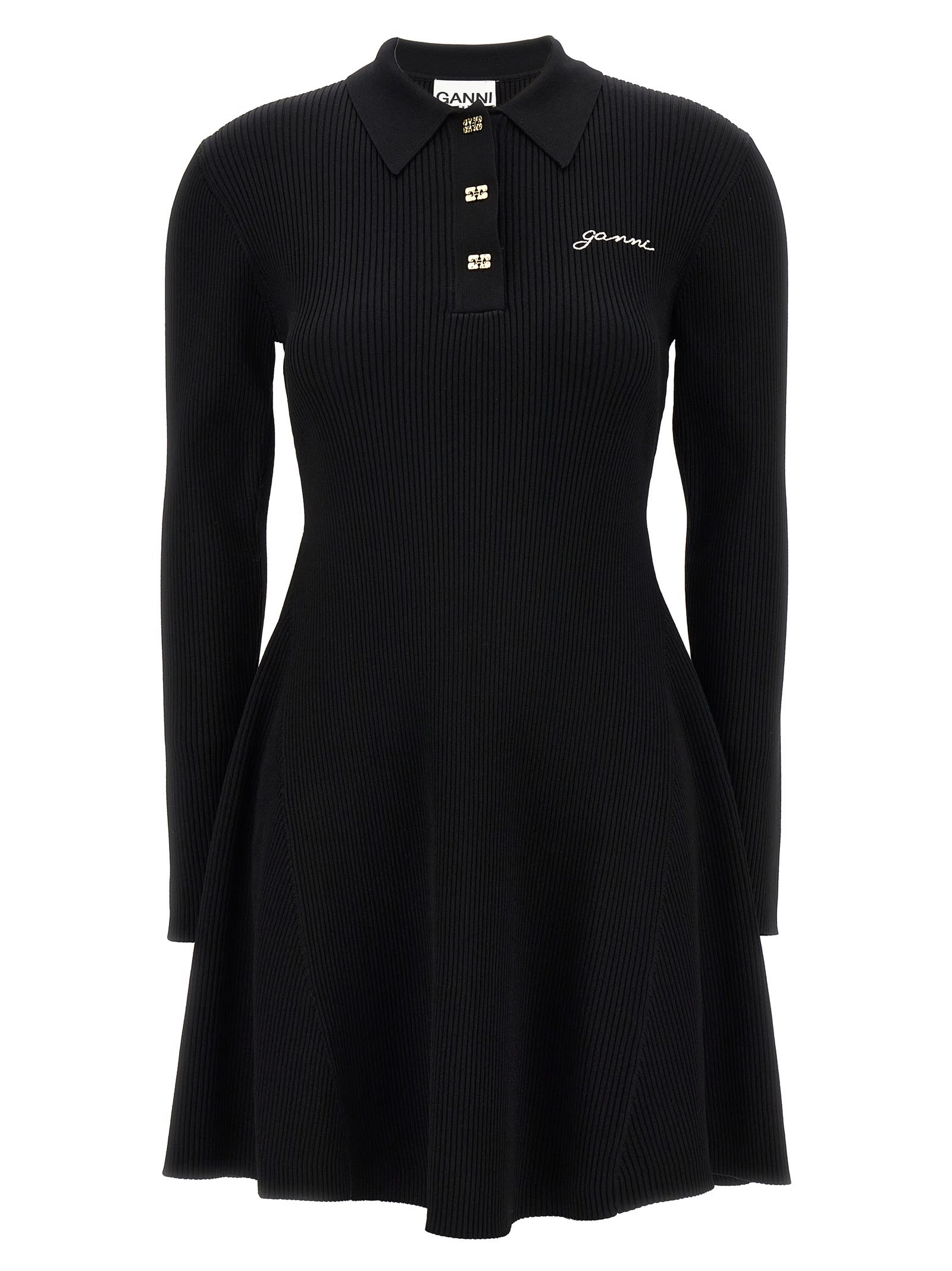 Logo Embroidery Ribbed Dress