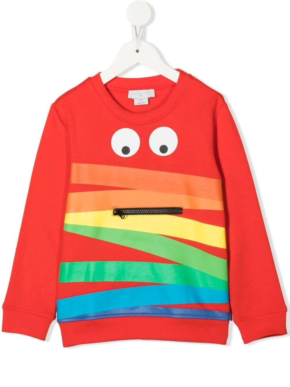 Stella McCartney Kids Red Sweatshirt With Zip And Multicolored Graphic Print