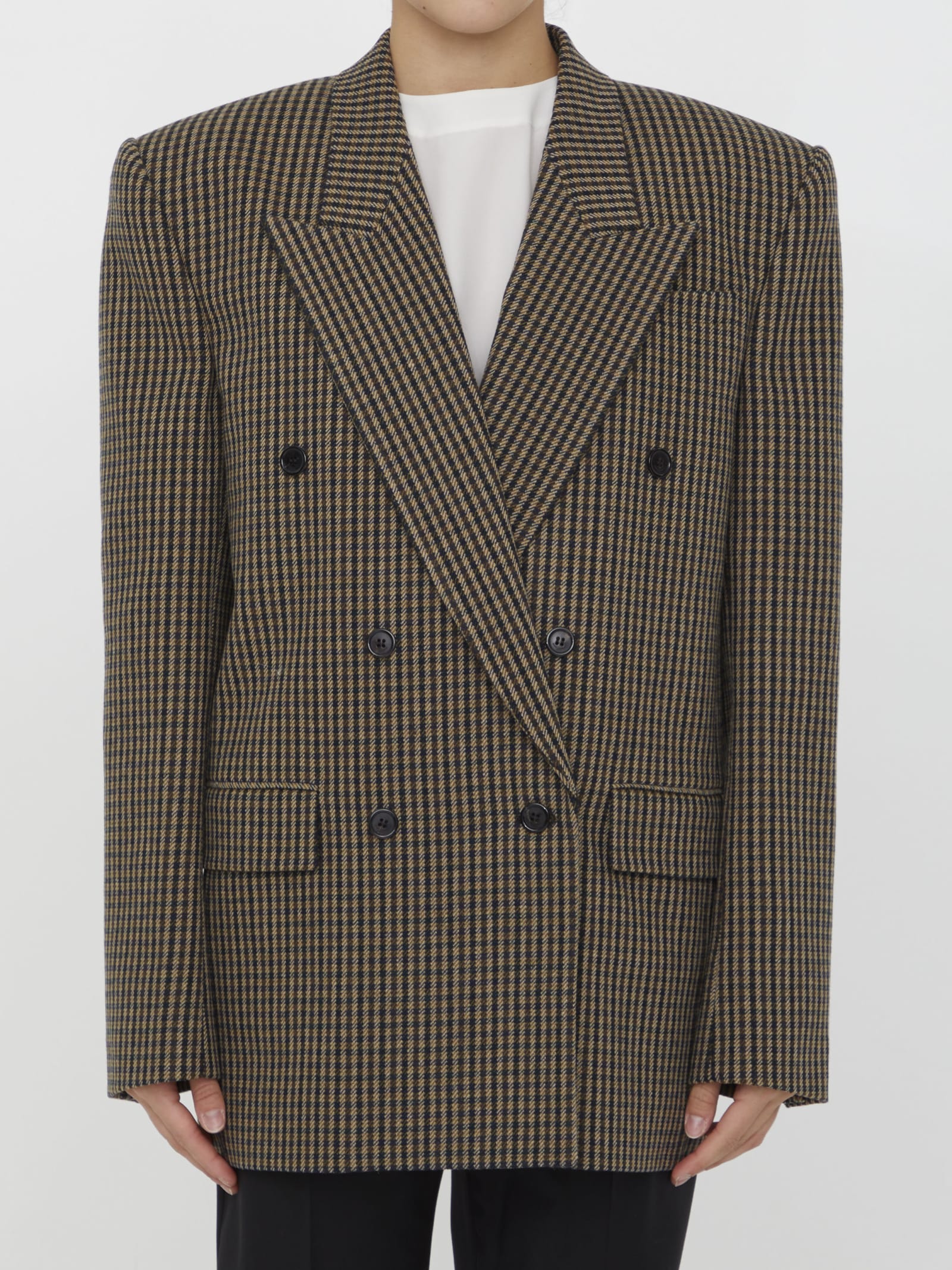 SAINT LAURENT DOUBLE-BREASTED JACKET IN WOOL BLEND