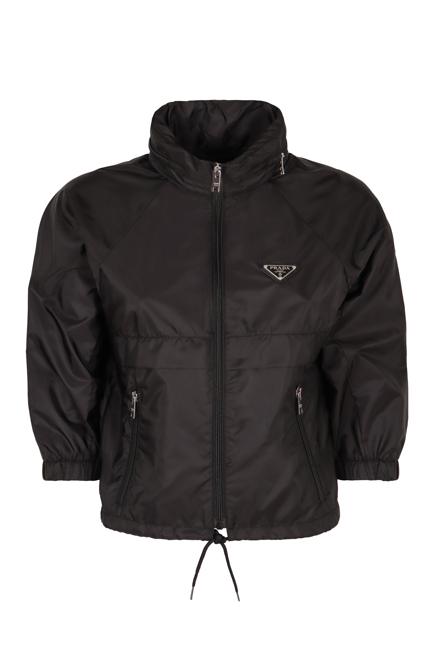 Shop Prada Re-nylon Windbreaker-jacket In Black